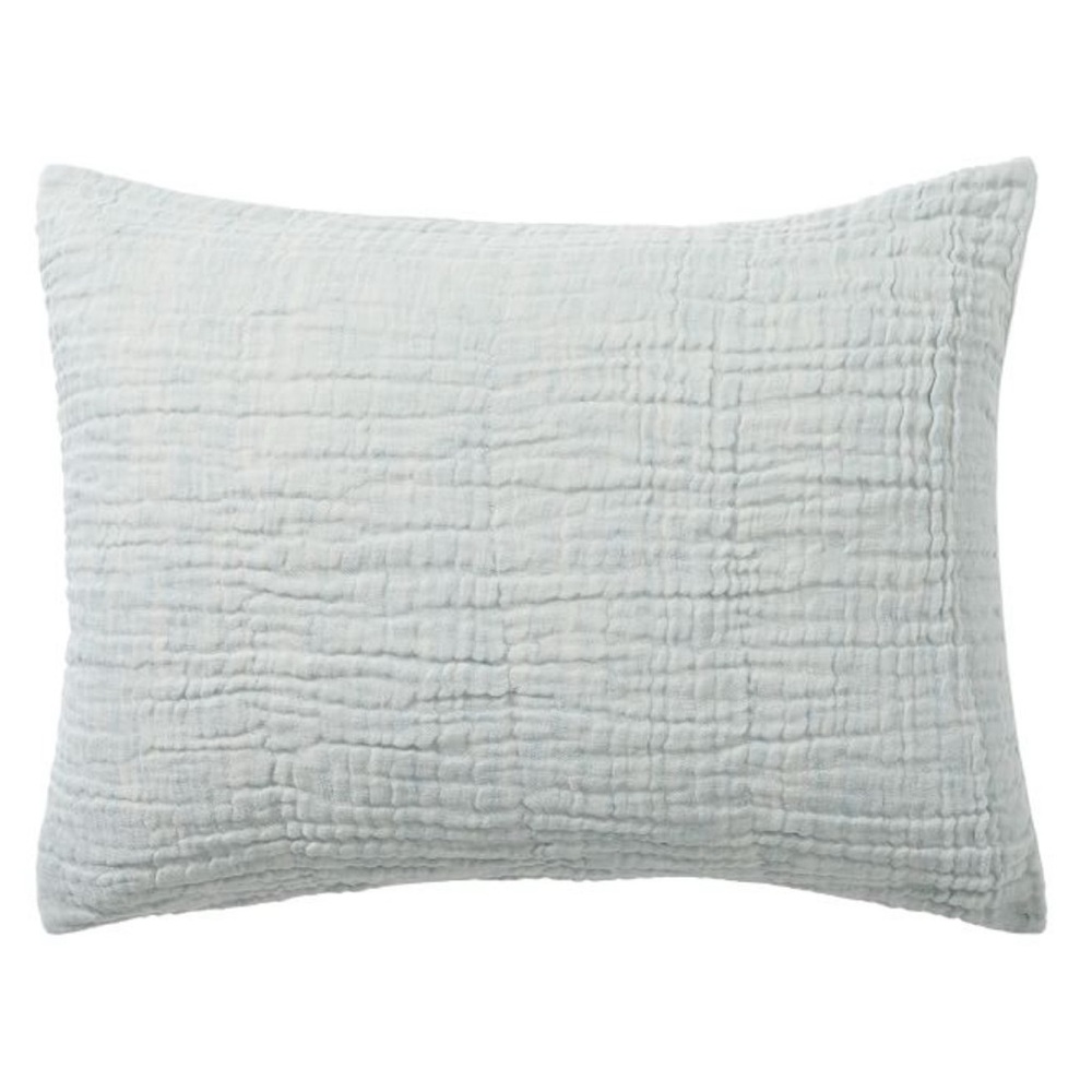 Pottery Barn Cloud Cotton Linen STANDARD Quilted Sham in Chambray